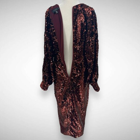Ted Baker Emaleee Sequin Wrap Plunge Neck Midi Dress Size 2 US 4-6 Dark Red Glam - Picture 7 of 11